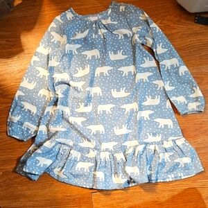 Hanna Anderrson Flannel Playful Polar Bear Print Dress
